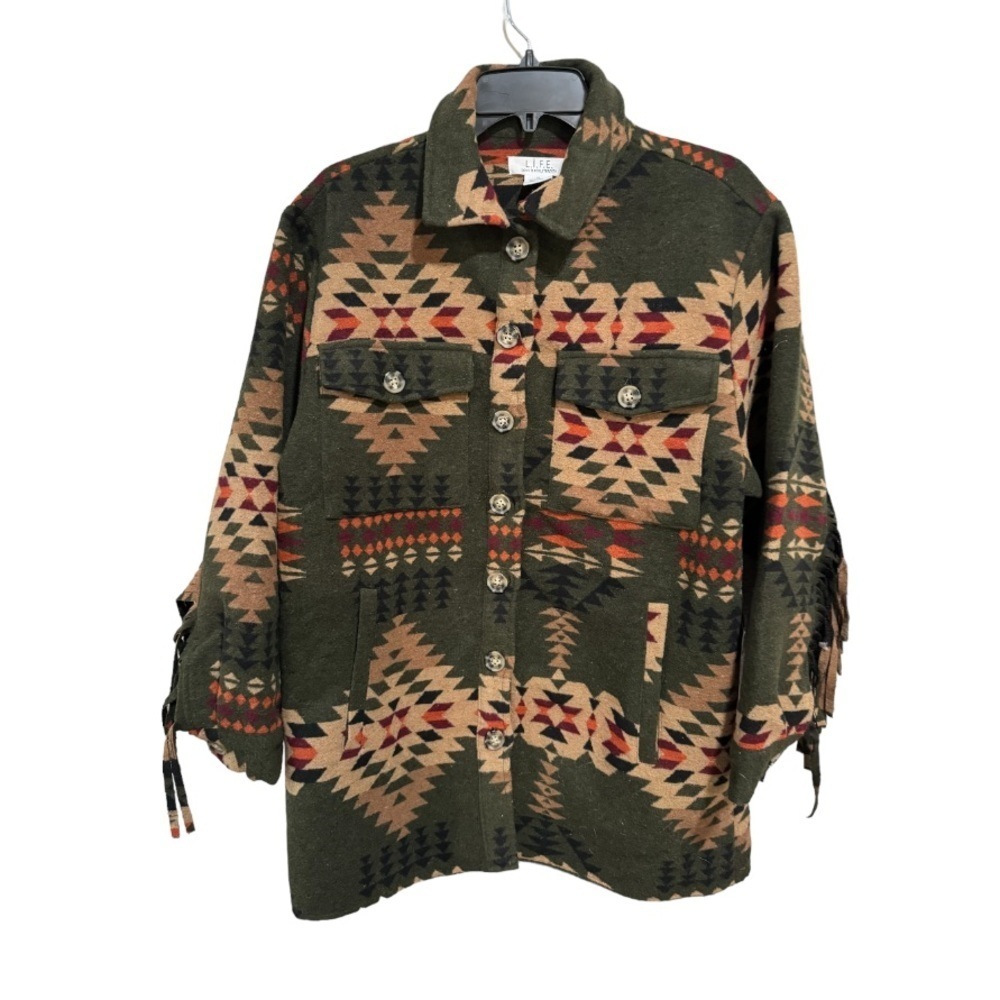 L.I.F.E western Aztec fringe shirt jacket size medium - Picture 9 of 9